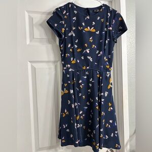 Zara Navy Dress with Floral Accents